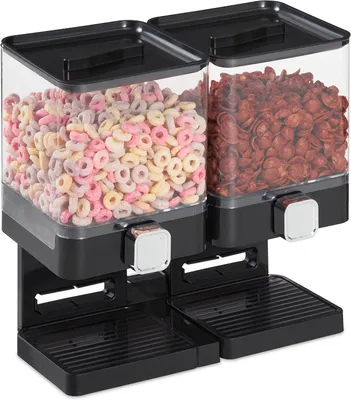 Productafbeelding van Dubbele cornflakes dispenser - 3,5 liter - Muesli - Ontbijtgranen - Noten - Snoep automaat kunststof - Zwart