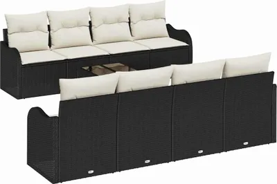 Produktbild von vidaXL Gartensofa-set Schwarz 55 x 55 x 37 cm Poly-Rattan