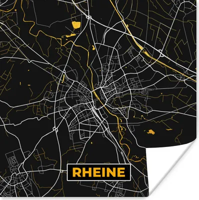 Produktbild von MuchoWow® Poster Stadtplan - Deutschland - Gold - Rheine - Karte 50x50 cm - Wohnzimmerdekoration