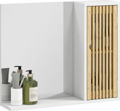 Image de Miroir de salle de bain - Miroir mural sans cadre - 60 x 50 cm - Rectangulaire - Aluminium - Sans éclairage - Blanc