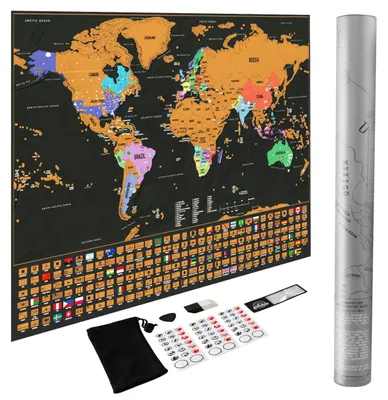 Productafbeelding van Scratch-wereldkaart met vlaggen - Decoratieve reisplanning met spelden en stickers