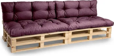 Image de Coussins de palette, Coussins de canapé de jardin, Coussin d'assise, N_PPI (2x Set Coussin d'assise 120x80 + Dossier 120x40, Violet)