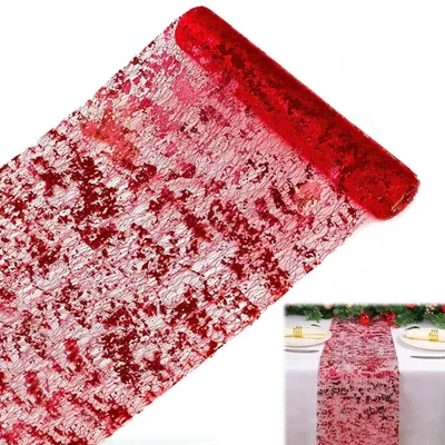 Zdjęcie produktu dla Bieżnik stołowy, czerwony, błyszczący, 28 x 900 cm, poliester
