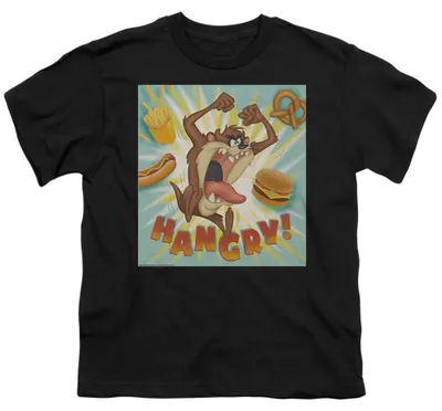 Image de T-shirt Looney Tunes - "Hangry" pour enfants, modèle TV36358 (taille 140-146), couleur noire
