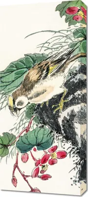Immagine prodotto di Quadro 40x90 cm  Hawfinch, Kashu Giapponese Vintage per il salotto