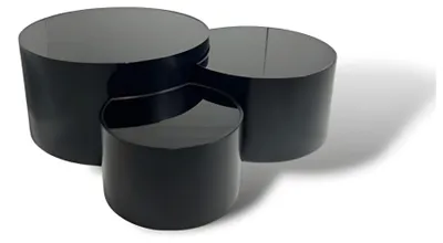 Immagine prodotto di Set tavolino da salotto Tavolino in legno Mobili moderni 3 pezzi Nero Rotondo