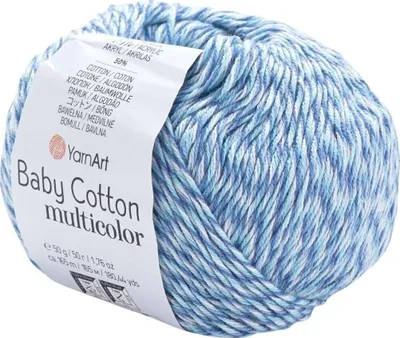 Produktbild von Yarn Art Baby Baumwolle Multicolor 5201 Blue White Strickgarn