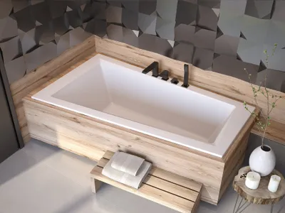 Produktbild von BADLAND Eckbadewanne Rechteck Badewanne Intima SLIM LINKS 150x85 Rand 15mm mit Ablaufgarnitur, Füßen und Styroporverkleidung GRATIS