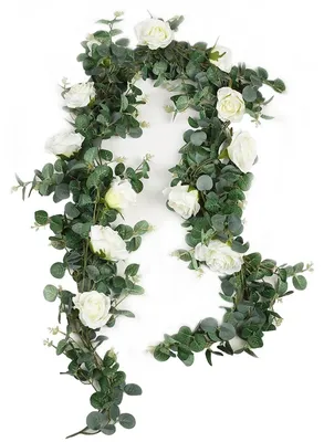 Immagine prodotto di Solidchoice - Ghirlanda decorativa con rose artificiali ed eucalipto, ideale per matrimoni