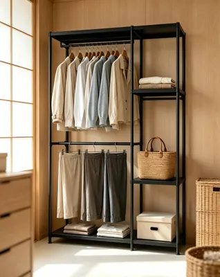 Produktbild von Garderobenständer Kleiderständer,Garderobe mit Kleiderstange,Flurgarderobe (garderobe flur(Schuhregal, Garderobe),195*114*40cm, Tragkraft bis zu 200kg