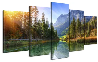 Produktbild von LUMASOUL Wandbilder Wohnzimmer 5-teilig Leinwandbild Landschaft 100x50 cmMehrteilige Wanddeko für Schlafzimmer Flur Büro
