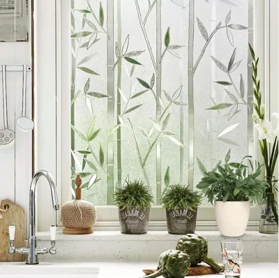 Zdjęcie produktu dla Folia Raamfolie Bamboe – folia zapewniająca prywatność – zwiększona ochrona prywatności – przylega statycznie – 90x200 cm – bambus