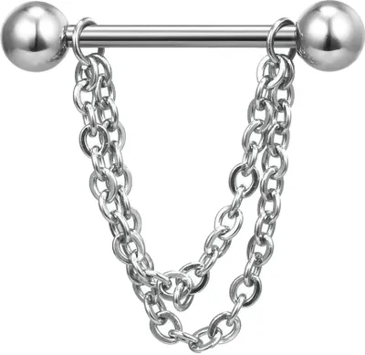 Produktbild von 1 Stück Mode Multilayer Kette Drop Nippel Bar Ring Barbell Körper Piercing Schmuck-Silberne Kugel