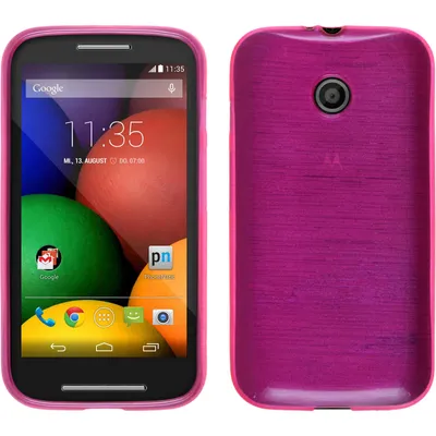 Produktbild von PhoneNatic Case kompatibel mit Motorola Moto E - pink Silikon Hülle brushed + 2 Schutzfolien