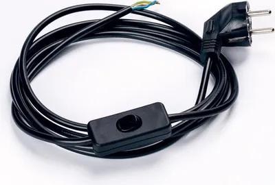 Produktbild von Netzkabel Schuko Stecker an offenes Ende m. Schnurschalter Kabel Schalter Anschluss Zuleitung (3,1m, schwarz)