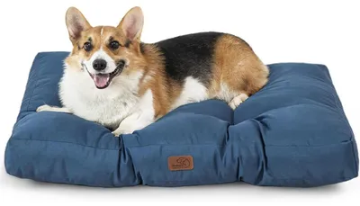 Produktbild von Hundekissen waschbar 76x50cm dunkelblau 10cm Höhe für kleine und mittelgroße Hunde