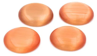 Produktbild von Vintageparts 4 Cateye Cabochons orange, 16 mm