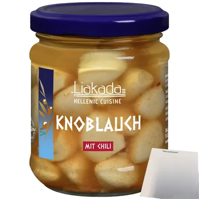 Produktbild von Liakada Knoblauch mit Chili (120g Glas) + usy Block
