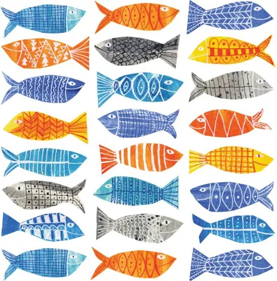 Produktbild von 20 Servietten Atlantic - Bunte Fische 33x33cm
