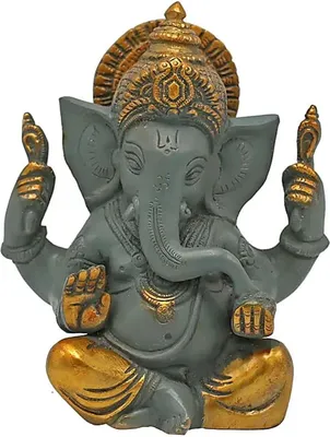 Immagine prodotto di Grigio Ganesh con finiture dorate -- 1240 g; 14 cm