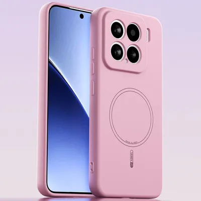 Produktbild von Magnetische Handyhülle für Xiaomi 15, MagSafe kompatible, Flüssig Silikon Stoßfest Kratzfest Hülle Pink
