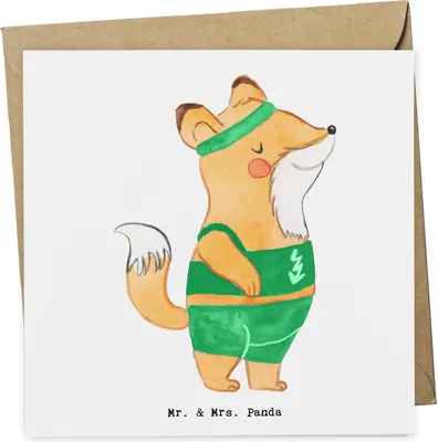 Produktbild von Mr. & Mrs. Panda faltkarte Sportler Herz - Weiß - Geschenk, doppelkarte, Klappkarte, Glückwunschkarte, anlasskarte, Grußkarte
