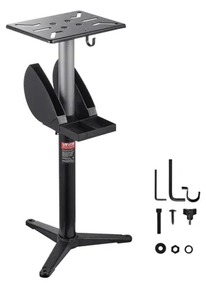 Immagine prodotto di Supporto di levigatura VEVOR, supporto di levigatura da banco per levigatrici doppie, con piastra di montaggio 315x254 mm, con vano portadischi e base in ghisa