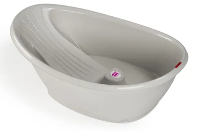 Produktbild von Okbaby Bella - Ergonomische Badewanne für Neugeborene 0-12 Monate mit Thermometer - Grau
