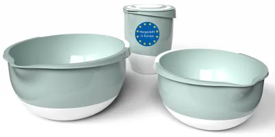 Produktbild von 3-teilige Rührschüssel Set - 3,5L & 2L mit Spritzschutz, Spülmaschinenfest