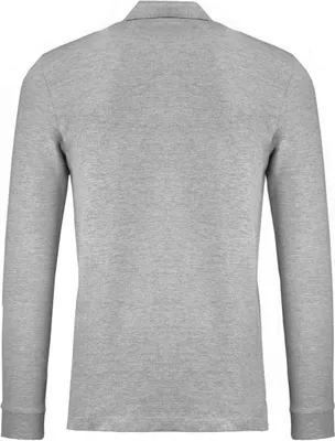 Produktbild von Kariban Herren Polo-Shirt Langarmshirt Poloshirt Langarm Polohemd, Größe:L, Farbe:Oxford Grey