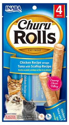 Obrázek produktu pro Churu Cat Rolls Chicken wraps&Tuna+Scallop cr. 4x10g