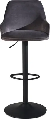 Produktbild von WOHNLING Barhocker Samt Grau Hocker mit Lehne 86 106 cm Küchenhocker Höhenverstellbar Modern 100 kg Barstuhl Tresenhocker mit Metall-Trompetenfuß