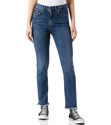 Produktbild von LTB Pia Damen High-Waist-Jeans knöchelhohe 5-Pocket-Hose mit geradem Bein 51352-15141 Blau, Größe:W28