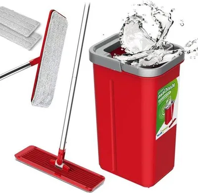 Produktbild von Großreiniger-Set - 2-in-1 Bodenreiniger - 57 l - Mop-Set - Bodenwischer - Reinigungssystem - Reinigungstuch - 360° drehbarer Dweilkop - Ersatzköpfe