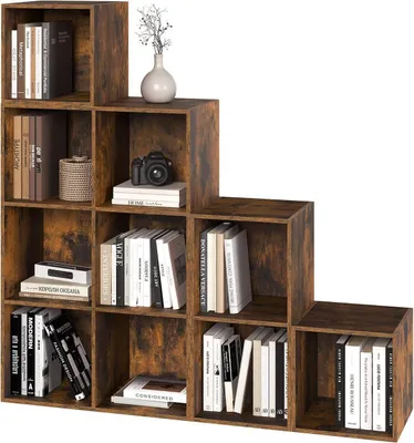 Produktbild von WOLTU Bücherregal, Raumteiler mit 10 Fächern, für Bücher Spielzeug Wohnzimmer Farbe: Rustikales Braun
