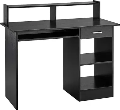 Produktbild von Schreibtisch mit Schubladen, Computertisch Schwarz Bürotisch fürs Homeoffice mit Ablagefächern - 106 x 94 x 50 cm