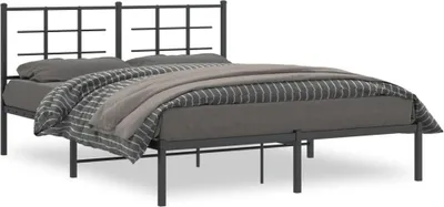 Produktbild von Design Bettgestell mit Kopfteil Metall Schwarz 160x200 cm, Klassische Betten 2024 Neu