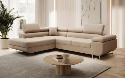Produktbild von Modernes Ecksofa ASTON mit Schlaffunktion & Bettkasten, Ausziehbare Wohnlandschaft in L-Form, Stauraum, Schlafsofa, Links