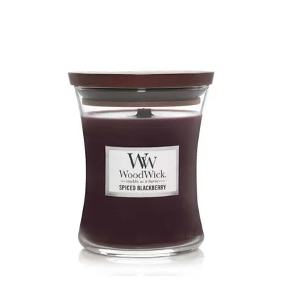 Obrázek produktu pro WoodWick Kořeněná ostružina střední skleněná vonná svíčka 275 g