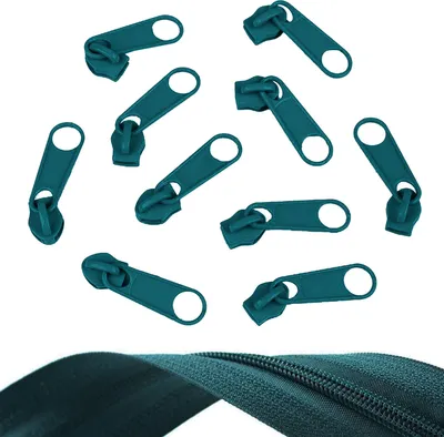 10 Reißverschluss Zipper für Endlosreißverschluss, 5mm, petrol