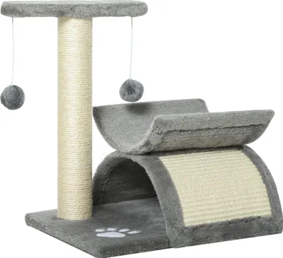 Produktbild von PawHut Katzenbaum Spielbaum Katzenkratzbaum Kratzbaum Katzen mit Ball Grau