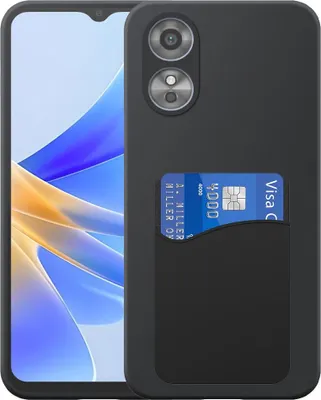 Produktbild von Geeignet für Oppo A17 Phone Case mit Silikon-Kartenhalter - Flexible Back Cover Case Silikon TPU mit Silikon Cardslot - Schwarz - Smartphonica