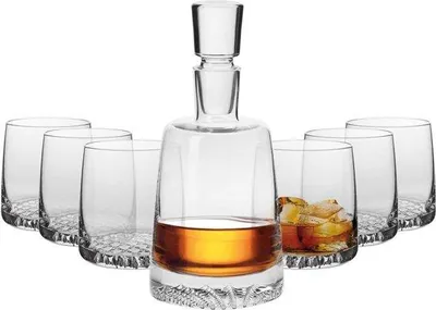Produktbild von Famanu Karaffe Set für Whiskygläser - Kristallglas, 7-teilig