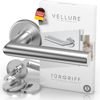 Immagine prodotto di Maniglie in acciaio inossidabile, set con guida per il foro, finitura opaca, per porte interne