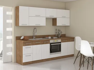 Obrázok produktu pre Kuchynská linka 260/260 cm ZHILAN 2 - dub lancelot / biela + drez a pracovná doska ZDARMA