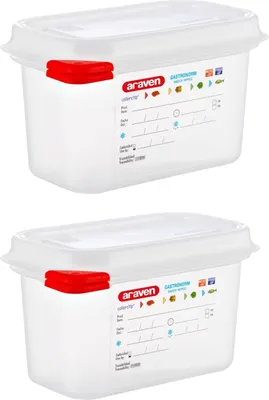 Produktbild von Araven GN1/9 Lebensmittelbehälter - 1L - 8 Behälter - Kunststoff