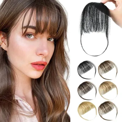 Produktbild von Clip in Bangs Echthaar Luftiger Pony Schwarz 1-1