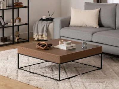 Obrázek produktu pro Skye Decor, Lena - Walnut, konferenční stolek, ořech, 100 % MELAMINEM POTAŽENÁ DESKA, 90 x 90 x 37 cm