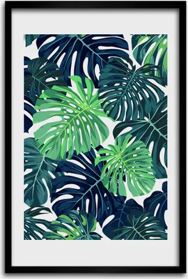 Produktbild von Bild - Bilderrahmen - 40 cm x 60 cm - MDF - Rahmen - Wandkunst - Tropische Blätter