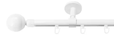 Produktbild von SN Deco Gardinenstange Innenlauf Reims, 19 mm, 1-läufig, Stahl, Komplett-Set mit Ringen, Profildeckentrager, 360 cm, weiß